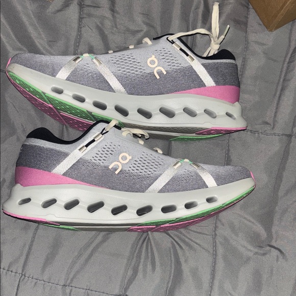 On Running mens Sneakers in Gray, Pink, and Green - Picture 2 of 9